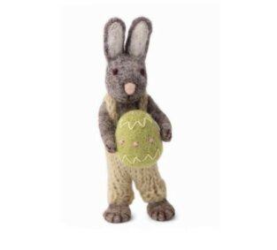 Bunny - Grey with Pants and Green Egg